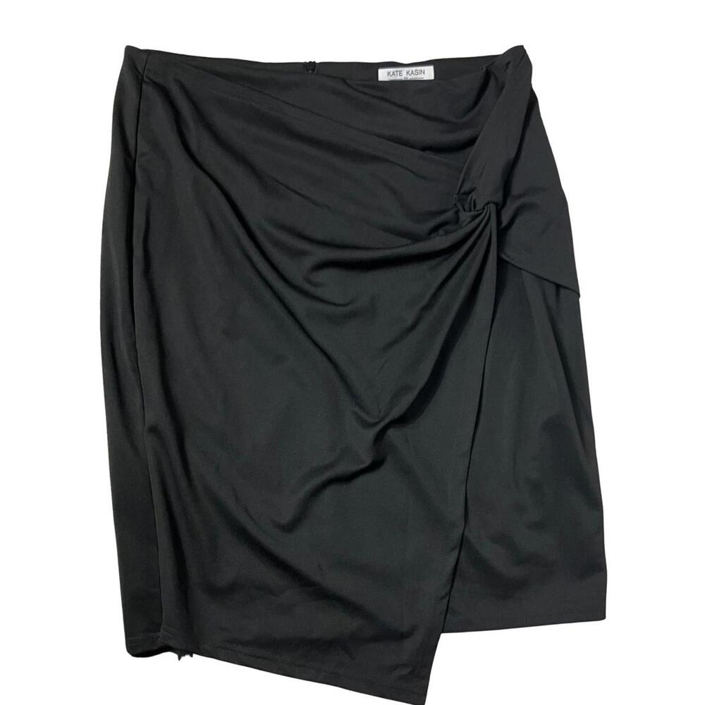 Kate Kasin Black Draped Wrap Skirt 2XL - Picture 2 of 7